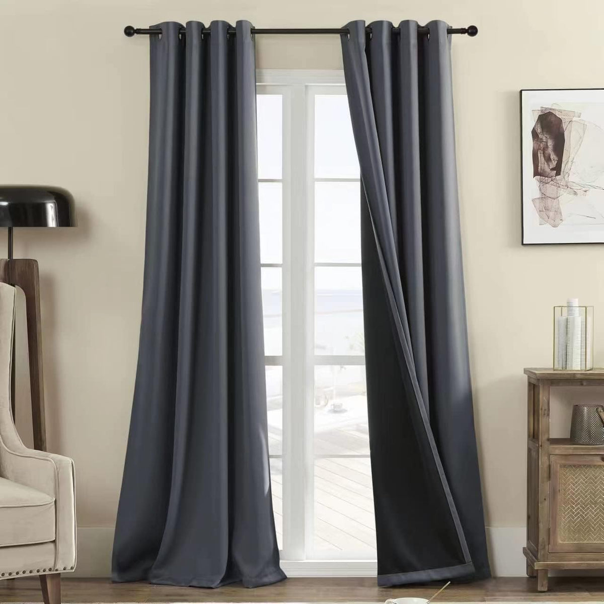 Rutterllow 100% Blackout Curtains for Bedroom and Living Room 2 Panels