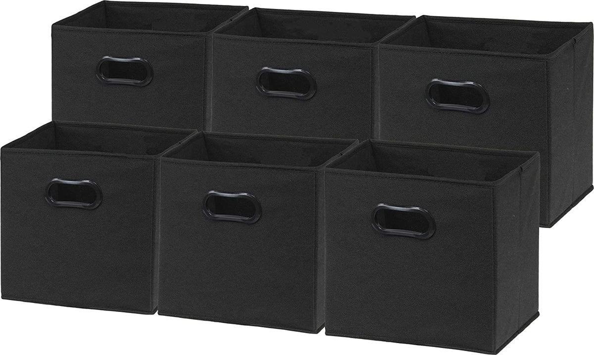 Simple Houseware 11-Inch Foldable Cube Storage Bins with Handles, Black