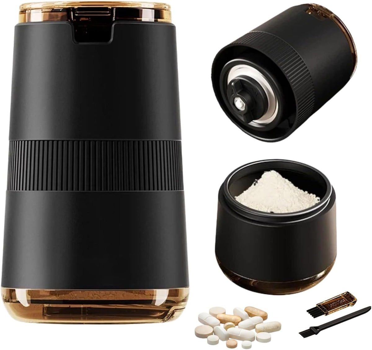 Pill Crusher 3-In-1 Ceramic Core, Fine Powder Grinder for Elderly,Kid& Pets