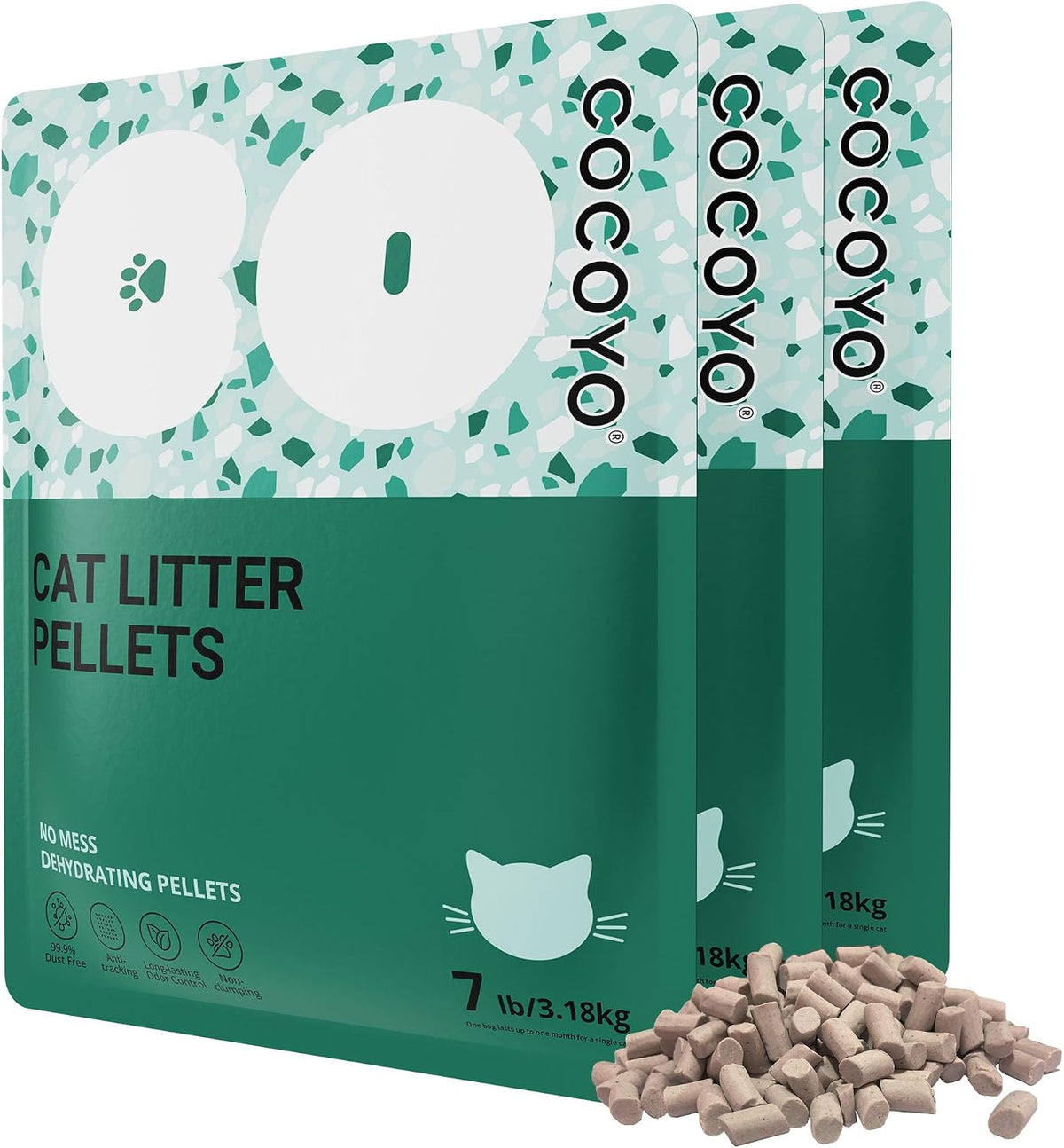COCOYO Cat Litter Pellets, Zeolite, Long-Lasting Odor Control Non-Climping, 21 Lbs Pack