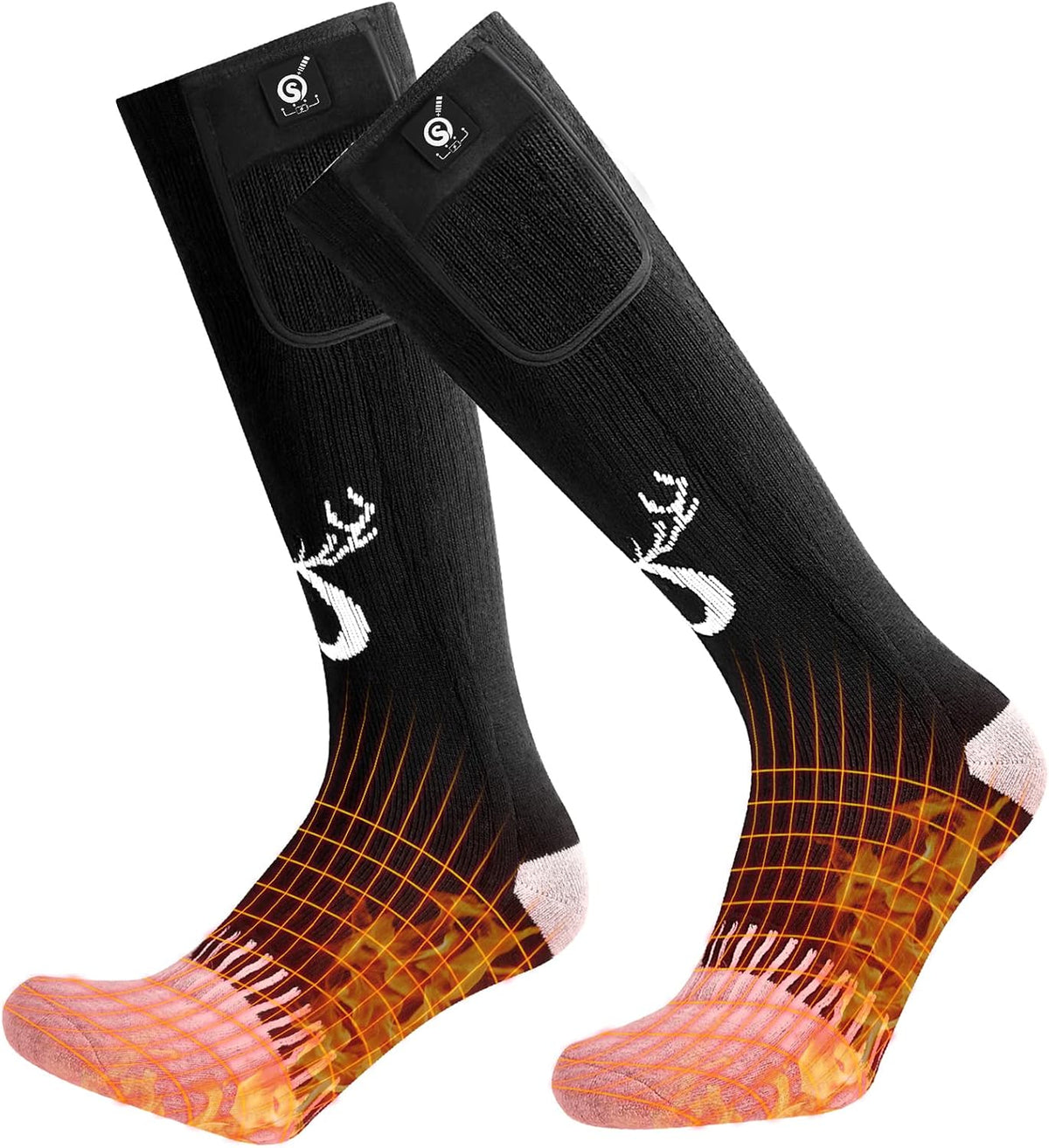 SNOW DEER Upgraded Rechargeable Electric Heated Socks,7.4V 2200Mah Battery Powered Cold Weather Heat Socks for Men Women,Outdoor Riding Camping Hiking Motorcycle Skiing Warm Winter Socks