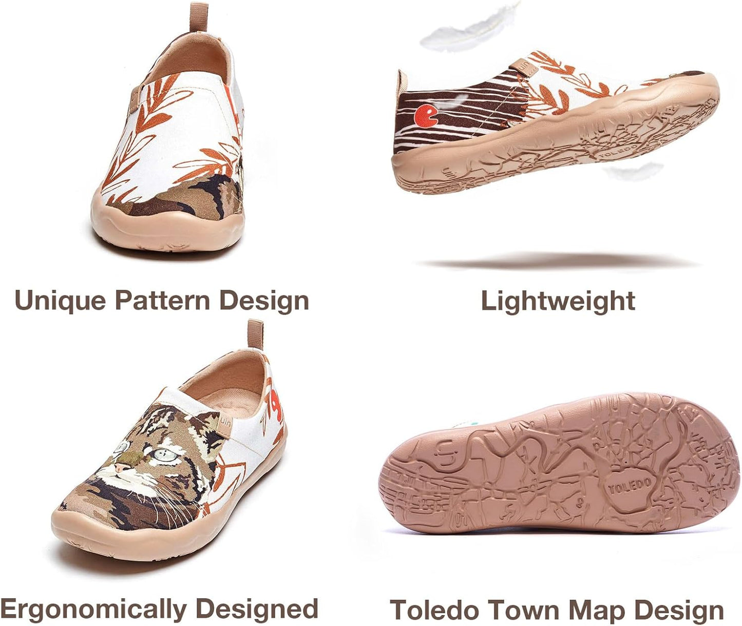 UIN Women'S Slip on Shoes Colorful Comfortable Lightweight Art Travel Sneakers Casual Floral Stylish Everyday Loafers