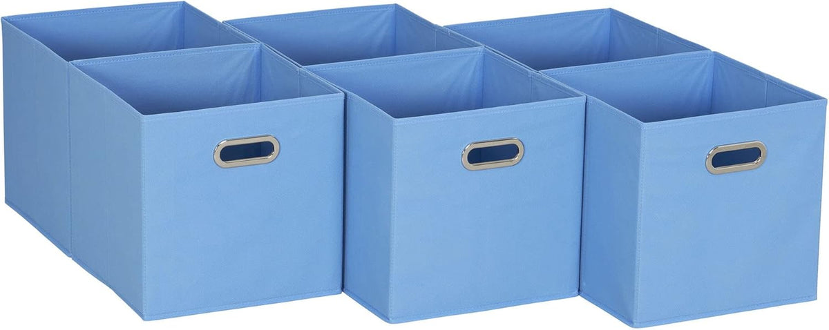 Household Essentials 6 Ct Open Fabric Cube Storage Bins, Carolina Blue