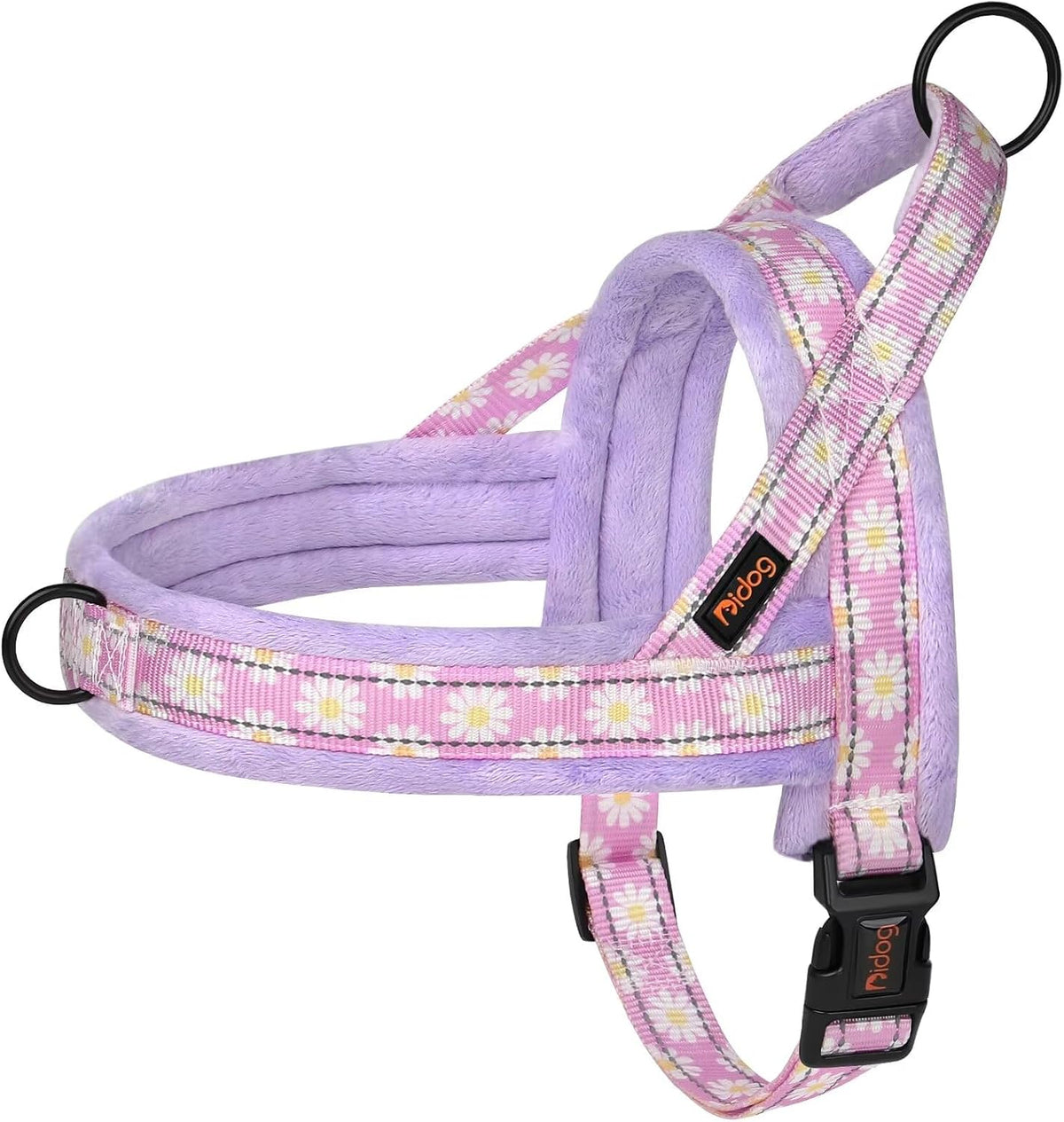 No Pull Dog Harness for Medium Dogs, Floral Print, Purple, M