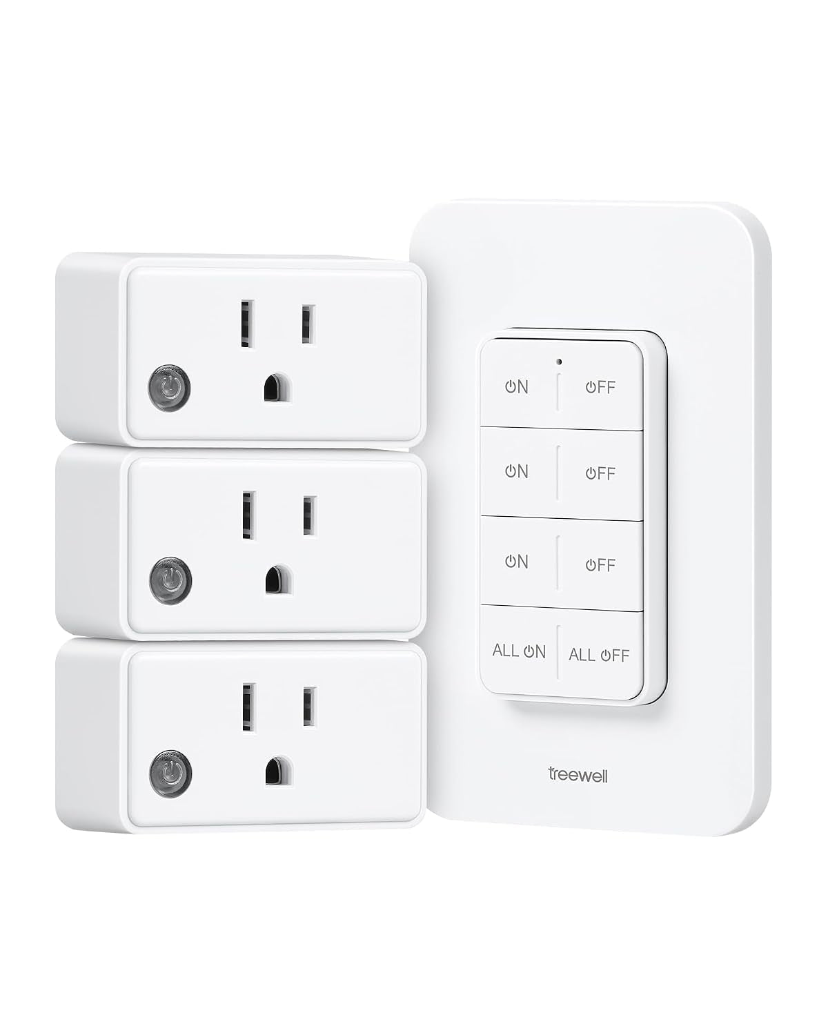 3 Independent Remote Control Outlets with Wireless Wall Switch