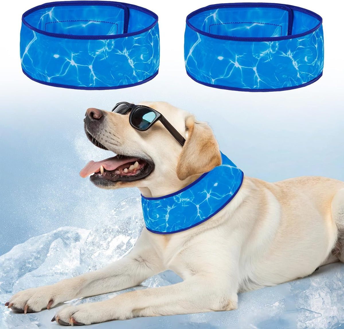 Dog Cooling Bandana,2-Pack Instant Chill Ice Neck Cooler Wrap for Outdoor Summer,Adjustable Reusable Pet Scarf Lasts 2 Hours,Heat Relief Prevent Sunstroke for Medium Large Dogs 20"-26"