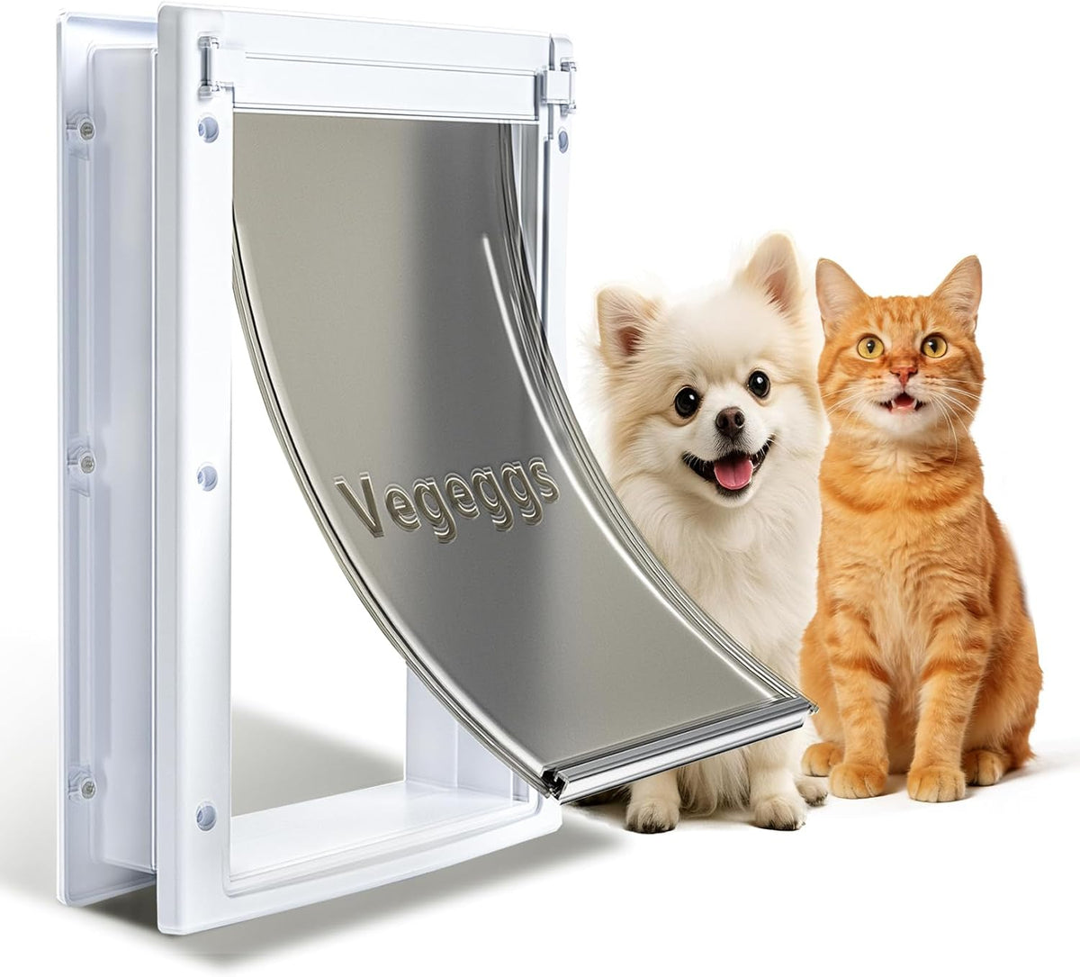 Pet Door Dog Door Easy Install - Wood & PVC Doors & Walls,Cat Door Free Movement & Strong Magnetic Auto-Close & Sliding Lock,Telescoping Frame,5 3/4" X 9 1/3" for Small Dogs Cats up to 15 Lb