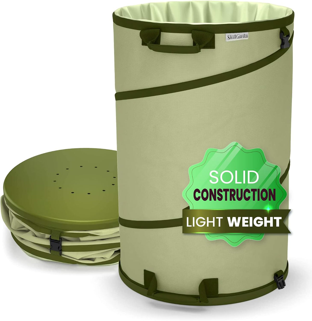 Collapsible Garden Canvas Pop up Yard Waste Bin - 30 Gallon Leaf Bag Holder