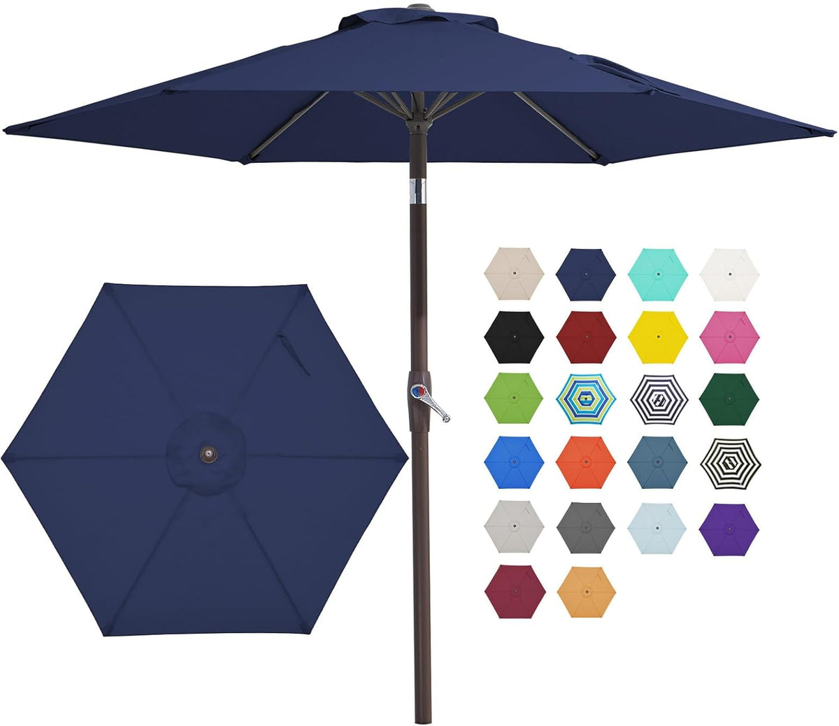 JEAREY 7.5 Ft Outdoor Patio Umbrella, Table Umbrella, Navy