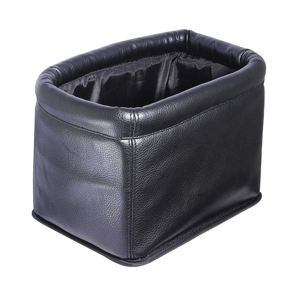 Leather Car Trash Can, Luxury Leakproof Car Organizer, Black
