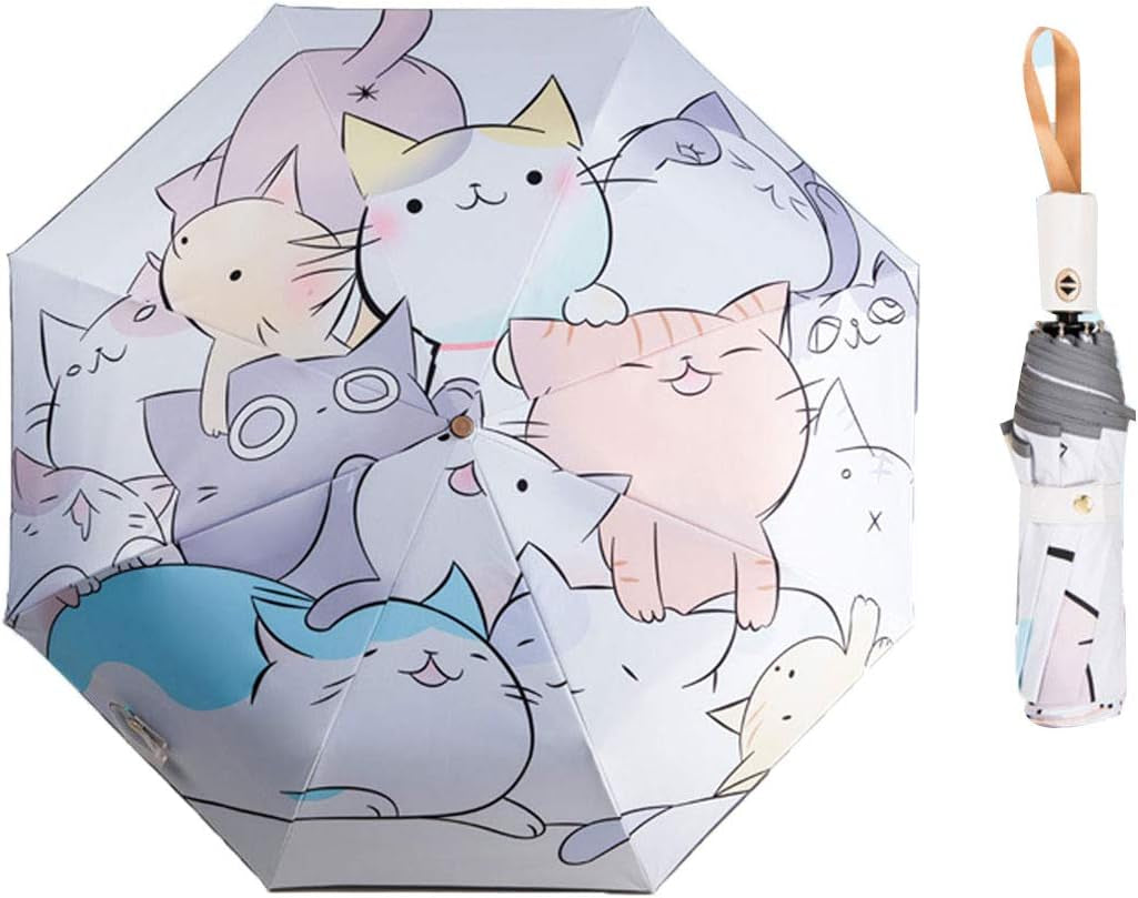 Kids Automatic Open Cartoon Waterproof and Uv-Resistant Travel Umbrella - Compact Umbrellas for Girls and Boys