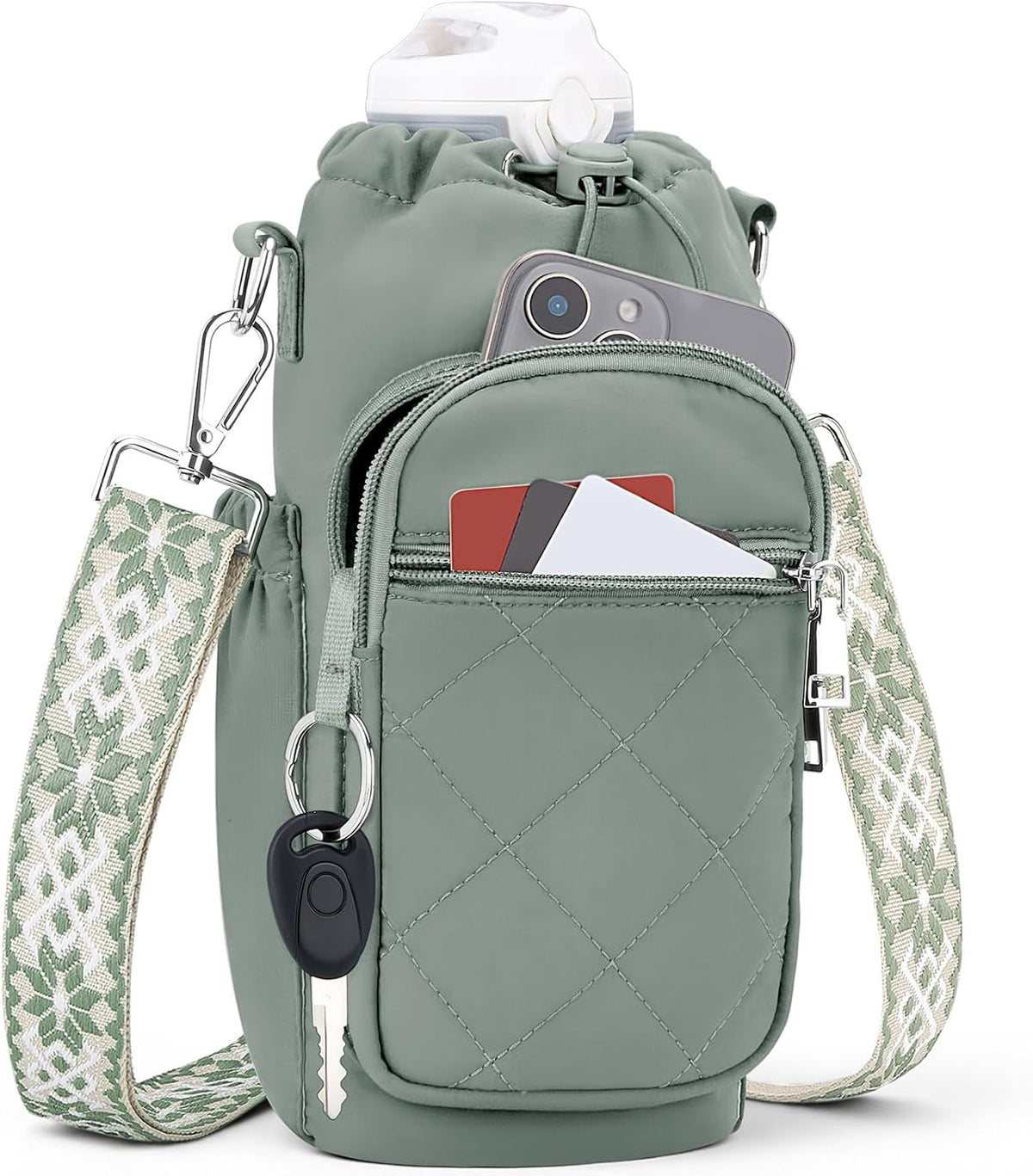SYTRAH Water Bottle Carrier Bag with Strap, Insulated Corssbody Purse