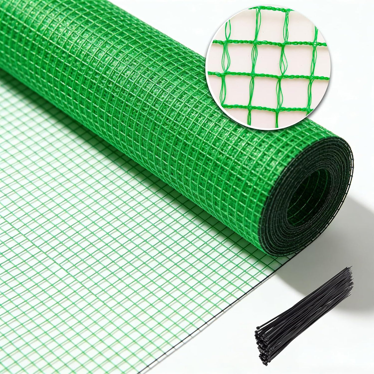 Garden Fencing 4 X 100 FT,0.4" Mesh Plastic Fencing, 50 Zip Ties Included