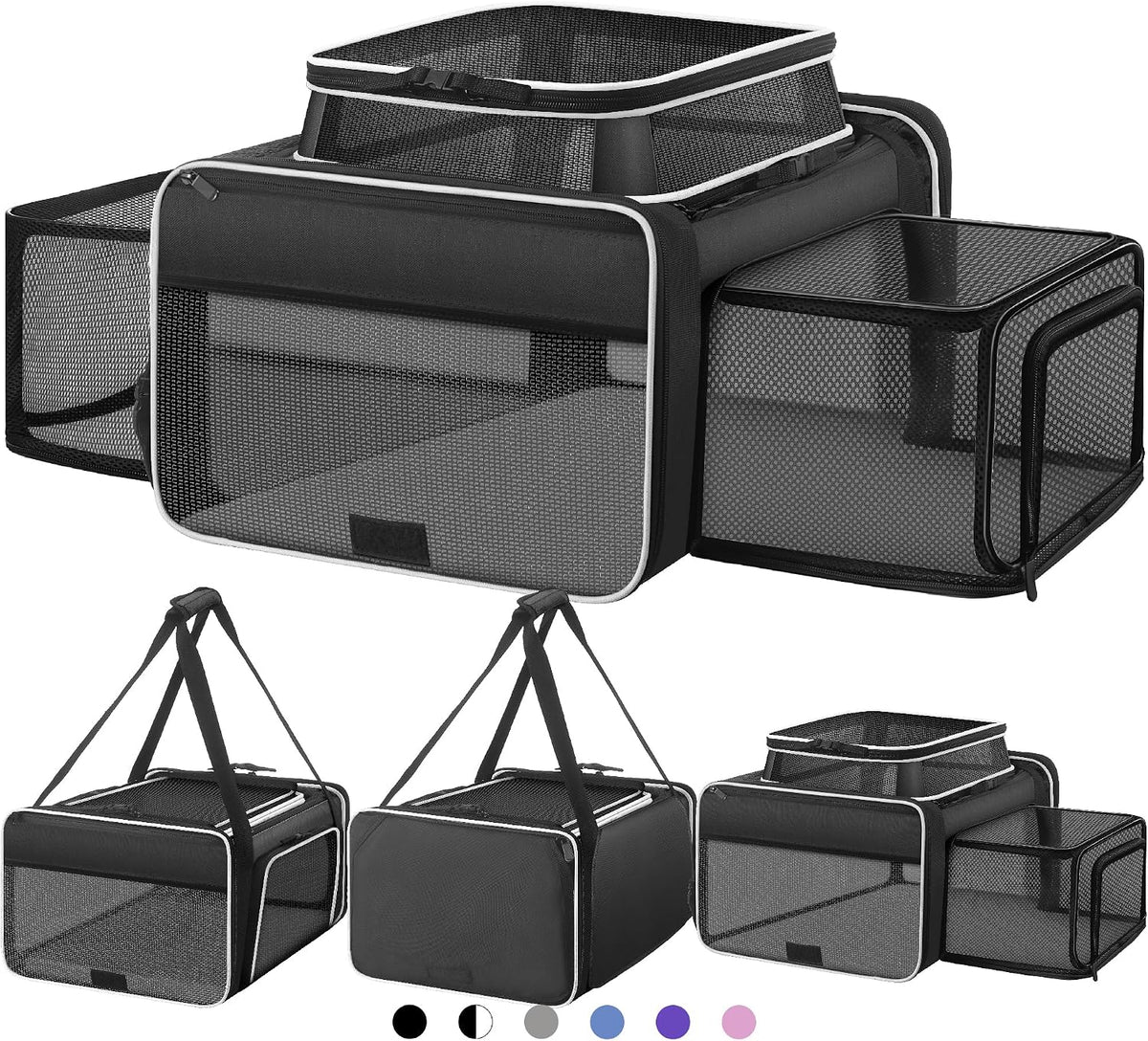 Top and 2 Sides Expandable Cat Carrier 18X13.5X9.5 TSA Airline Approved