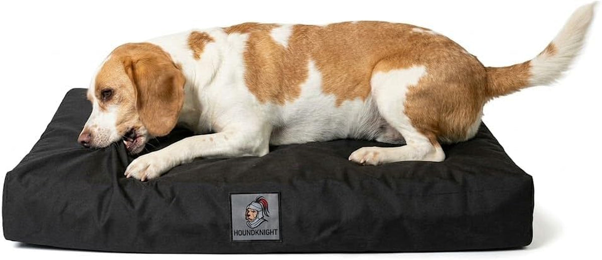 Chew-Resistant Heavy-Duty Dog Bed, 30"X20"X4" Small to Medium Dog up to 35Lbs, Ballistic Nylon, Water-Resistant, Washable Cover, Memory Foam, Black