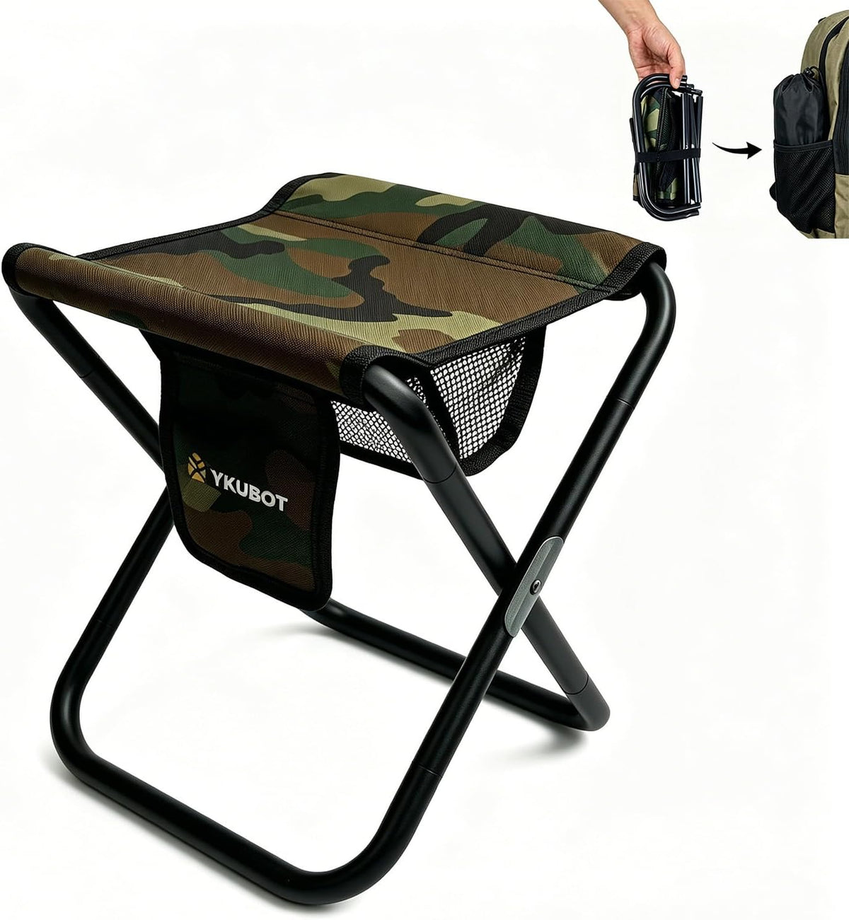 Ultralight Folding Camping Stool - Portable Heavy Duty Camp Seat for Hiking, Fishing & Travel - Supports 400 Lbs, Compact Small Slacker Chair for Outdoor Events & Backpacking (Camo)
