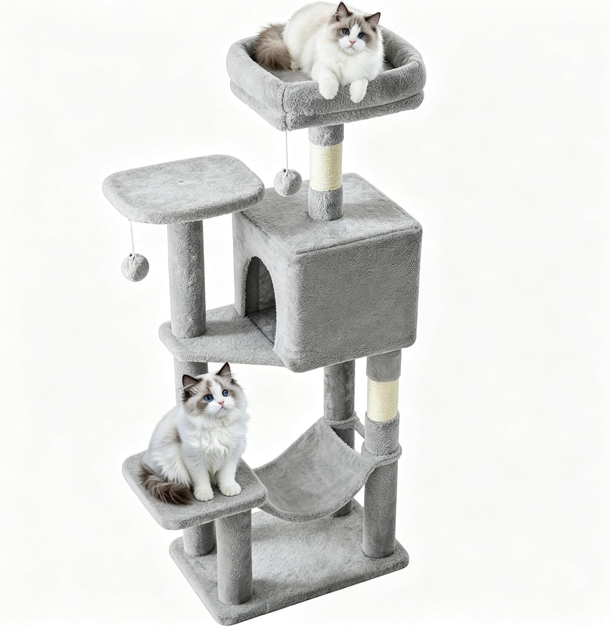 DUMOS 44 Inch Cat Tree Tower with Natural Sisal Scratching Posts