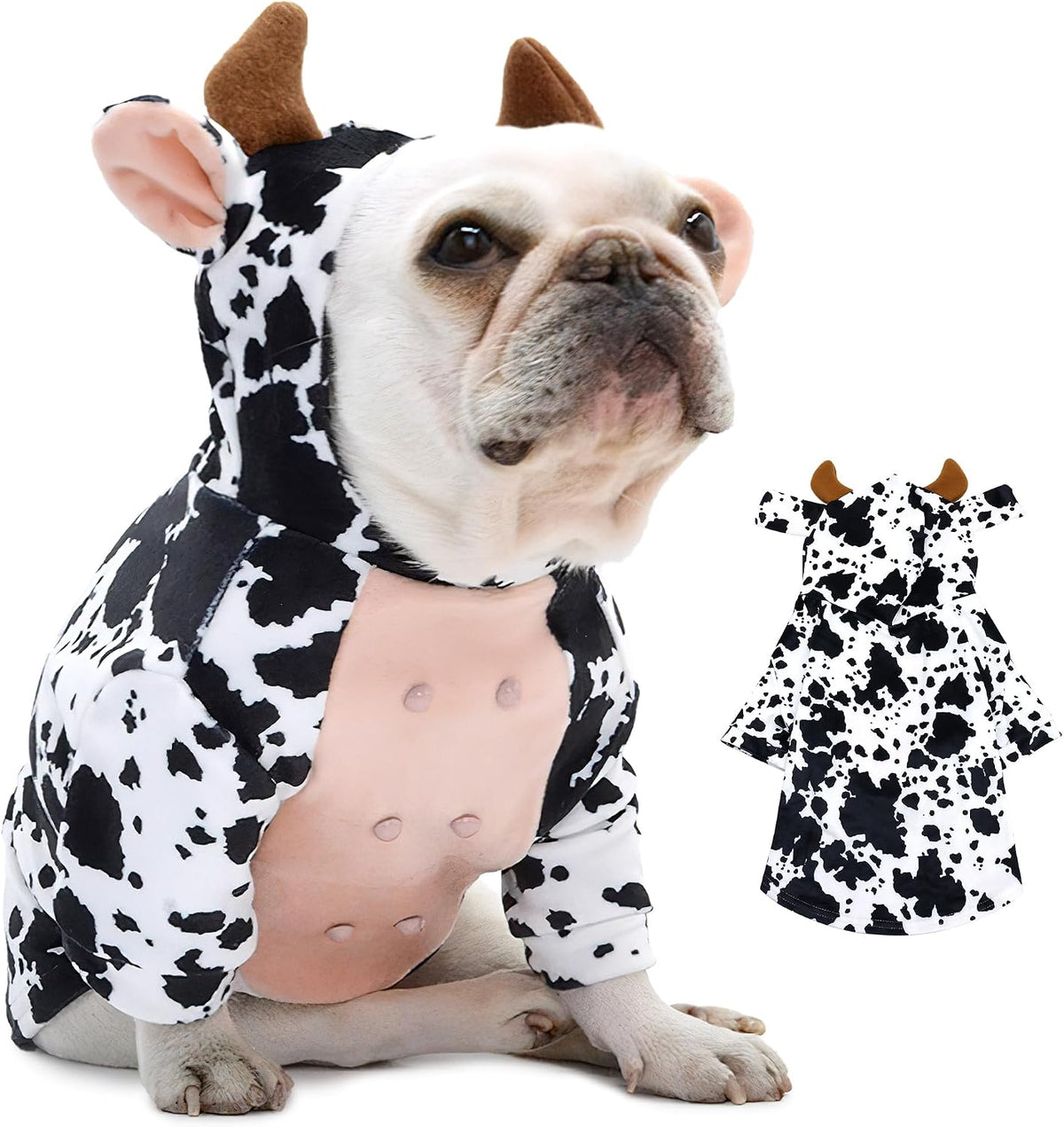 Dog Cow Costume for Halloween, Black and White, Large