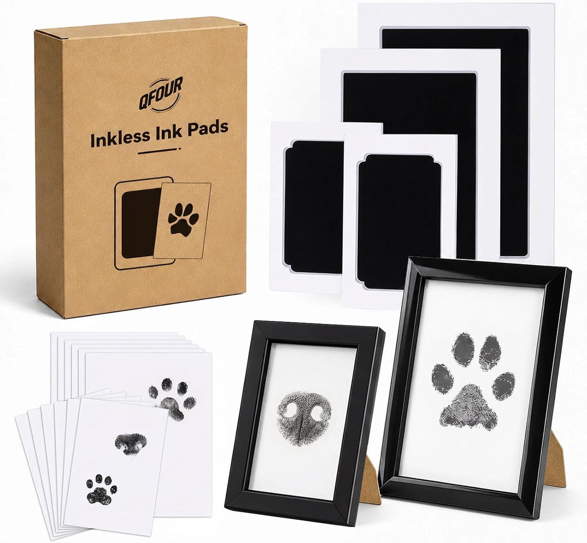 Paw Print Kit for Dogs, 18 PCS Nose Print Kit, with 2 Frames