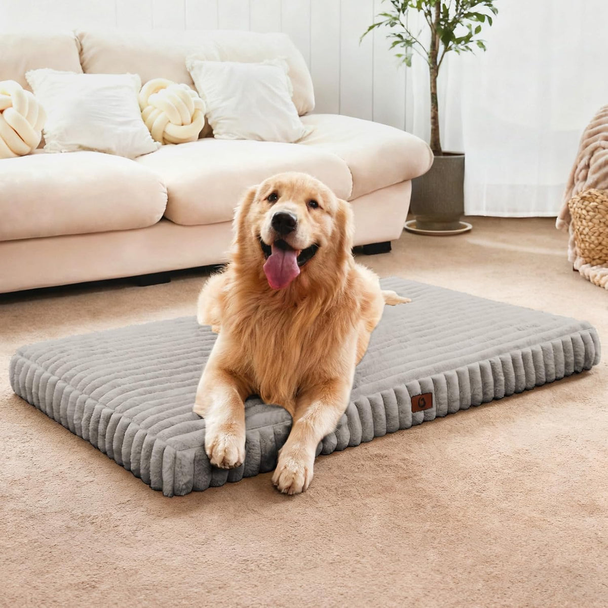 Extra Large Orthopedic Dog Crate Bed with Waterproof Lining