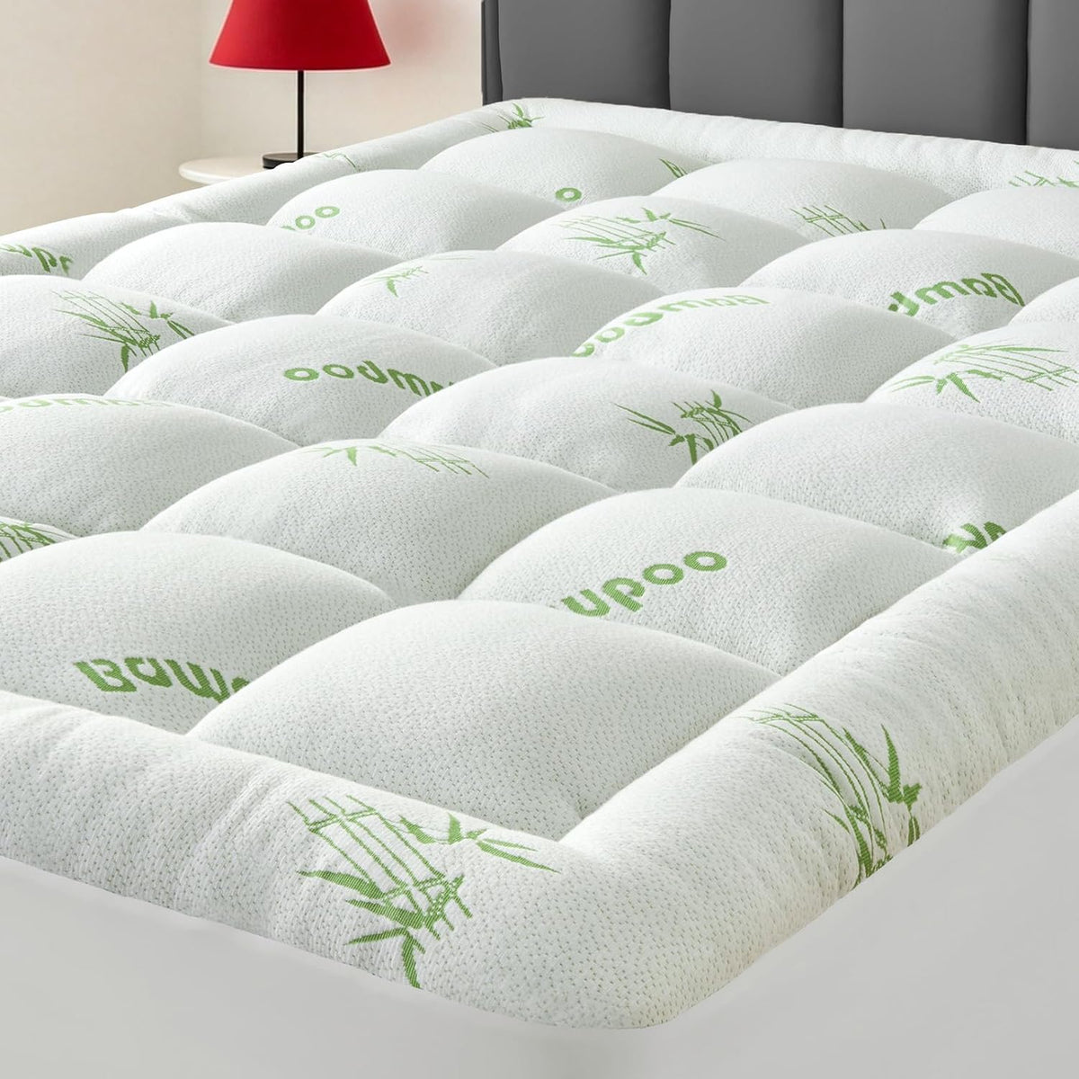 Queen Size Mattress Topper Viscose Derived from Bamboo, Soft Thick Pillow Top Mattress Pad Cover for Back Pain, Cooling Mattress Protector with 8-21 Inch Deep Pocket, White