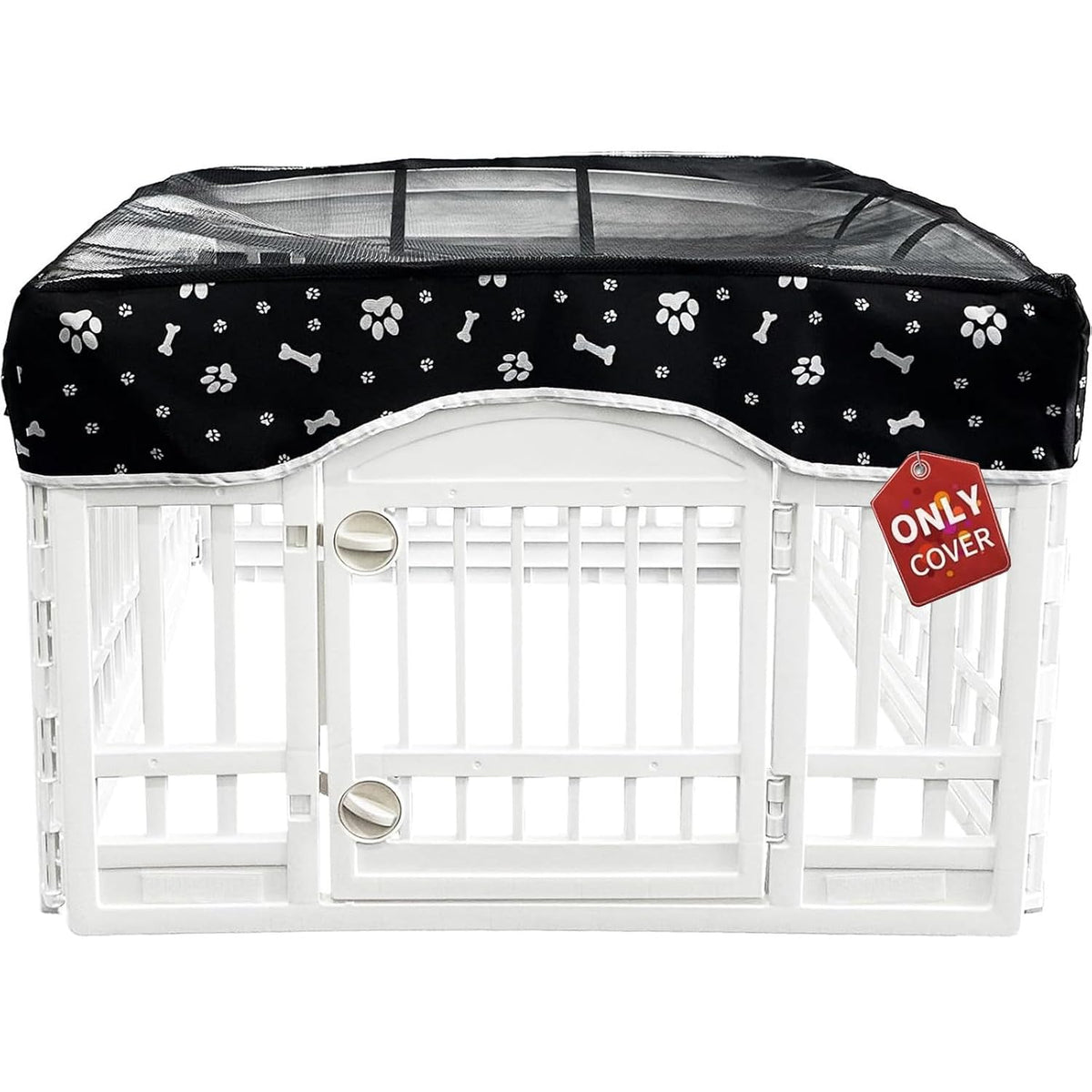 Pjyucien Playpen Top Cover for 36'' Width 4 Panel Pen, Black Paw