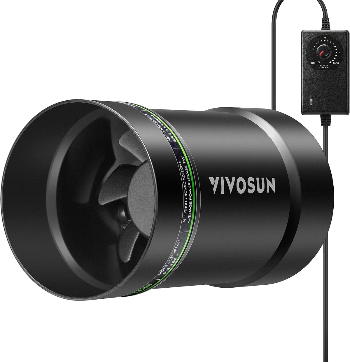 VIVOSUN P4 4" Inline Fan &Speed Control 130 CFM Exhaust Fan for Home