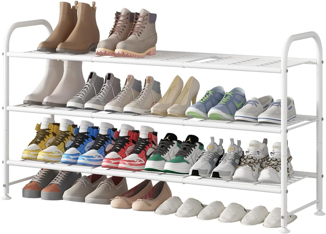 LINZINAR 3 Tier Long Shoe Rack for Closet Metal Shoe Organizer for Entryway