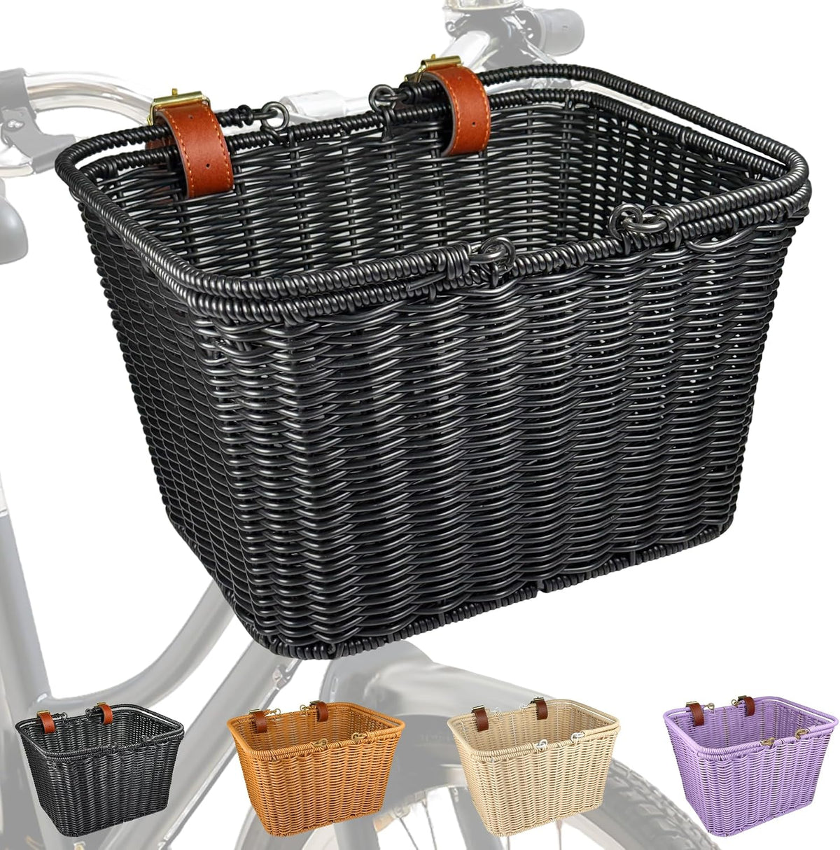 Bike Basket Front - Bike Basket for Adult with Iron Frame, Adjustable Straps & Multi-Purpose Use for Bike Handlebar