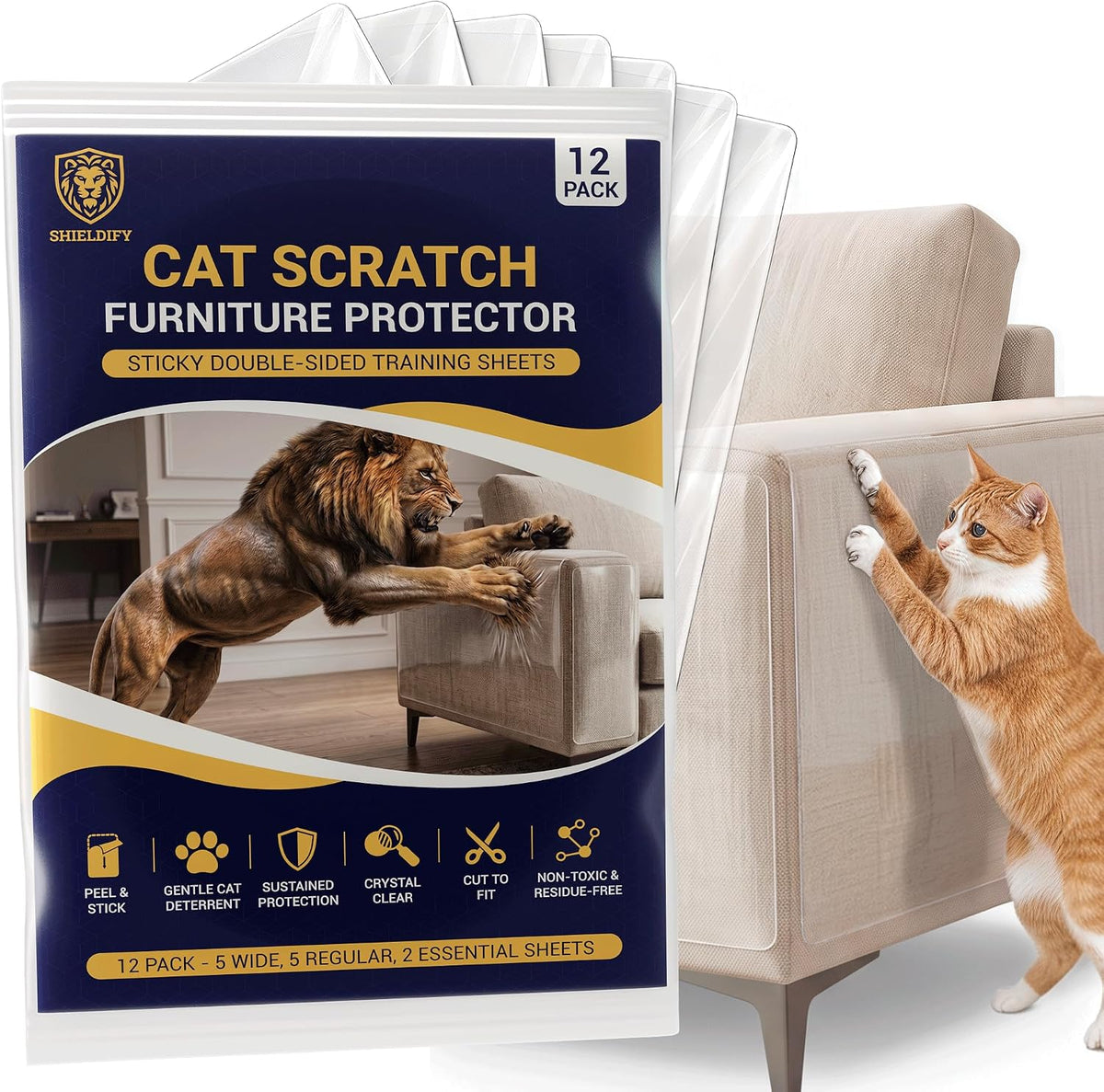 12 Double-Sided 2-In-1 Cat Scratch Protector & Training Sheets
