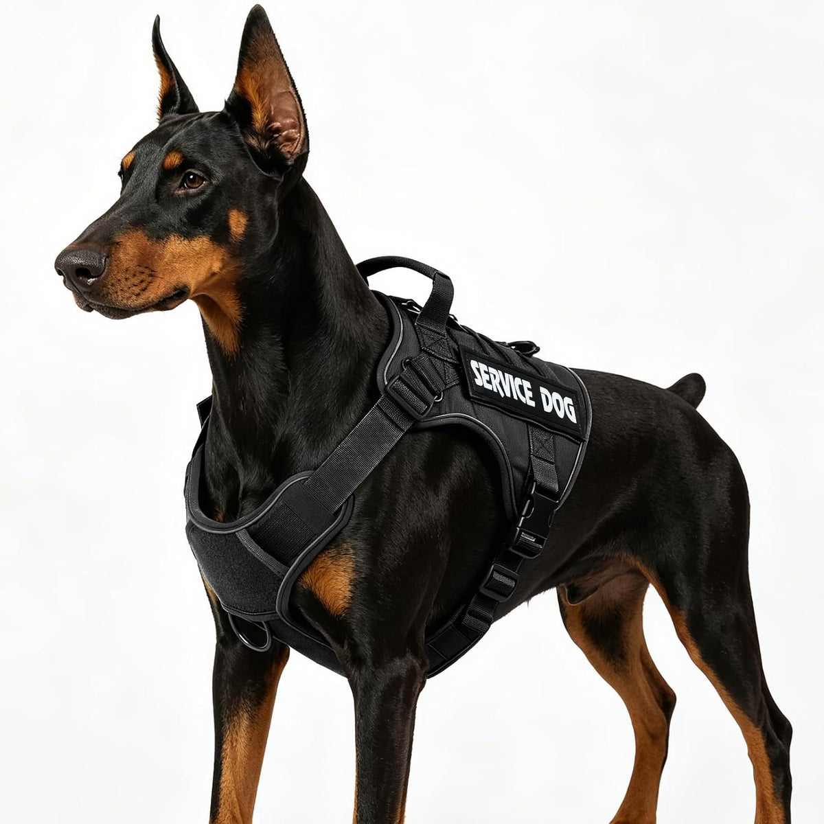 Tactical Dog Harness for Medium Dogs, Heavy Duty No Pull Service Vest with Handle & Molle, Adjustable Reflective Pet Vest for Bulldog Walking, Training, Hunting, Black (M)