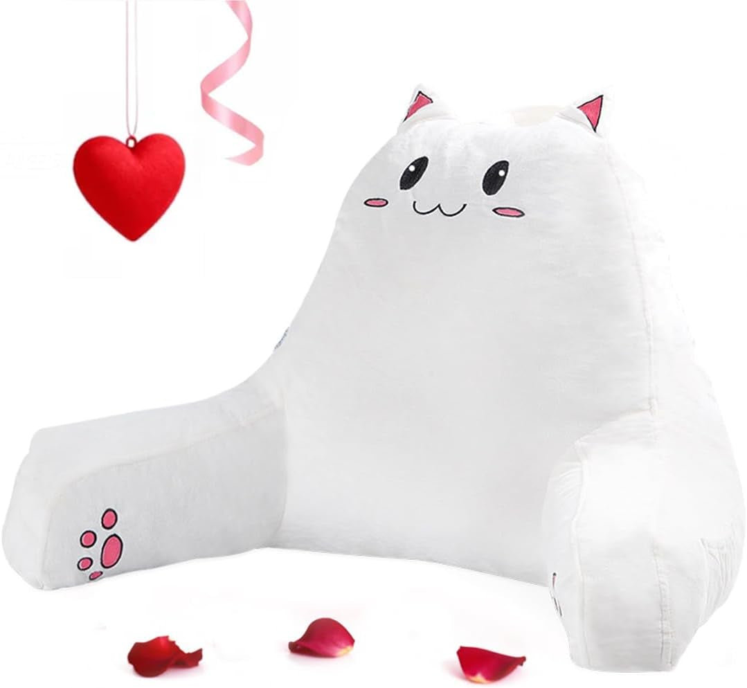 SUNSIDE Cat Reading Pillow,Detachable Back with Arms for Sitting up Bed