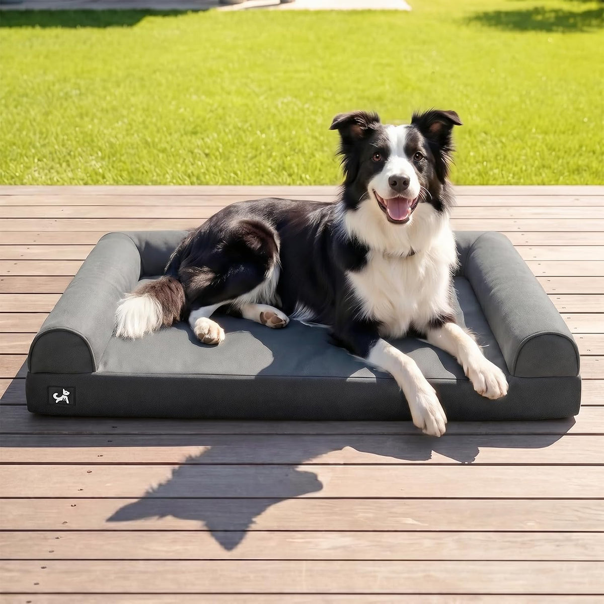 Sytopia 36In Dog Beds for Large Sized Dogs,L Orthopedic Pet Bed with Removable Washable Cover, Waterproof Egg Crate Foam, Non-Slip Bottom, Supports up to 100+ Lbs for Old Pet, Dark Gray