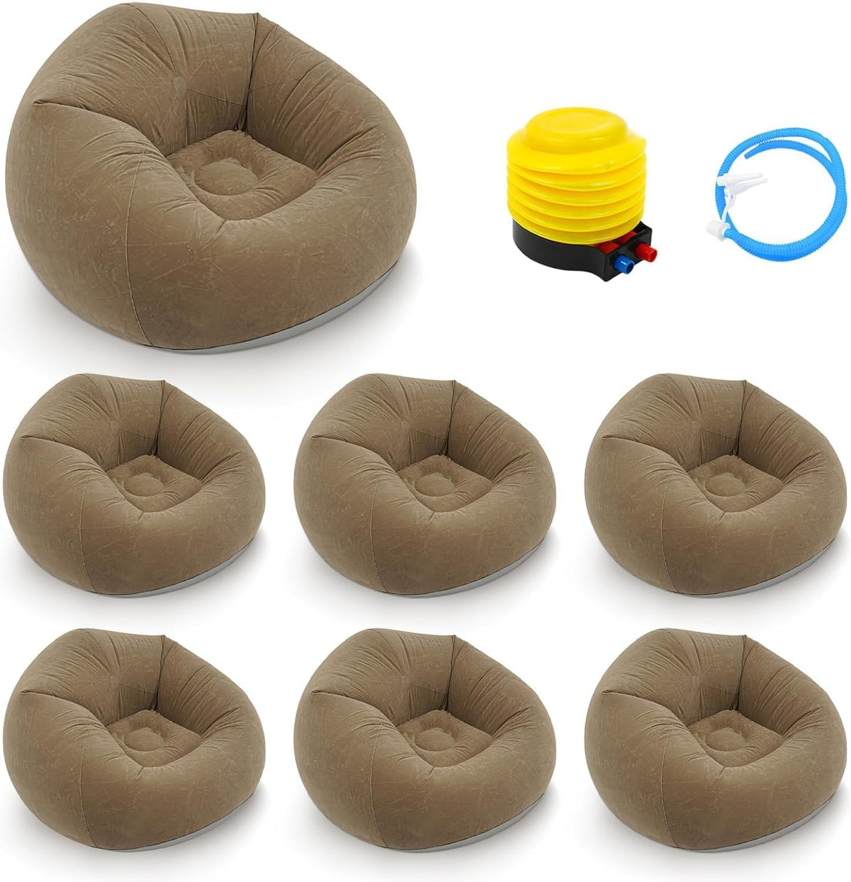 6 Pcs Bean Bag Chairs | Inflatable Chairs with Manual Air Pump | Outdoor Blow up Camping Chairs | Lazy Sofa Portable Loungers Couch | for Movie Bedroom Reading Camping (Coffee Color)