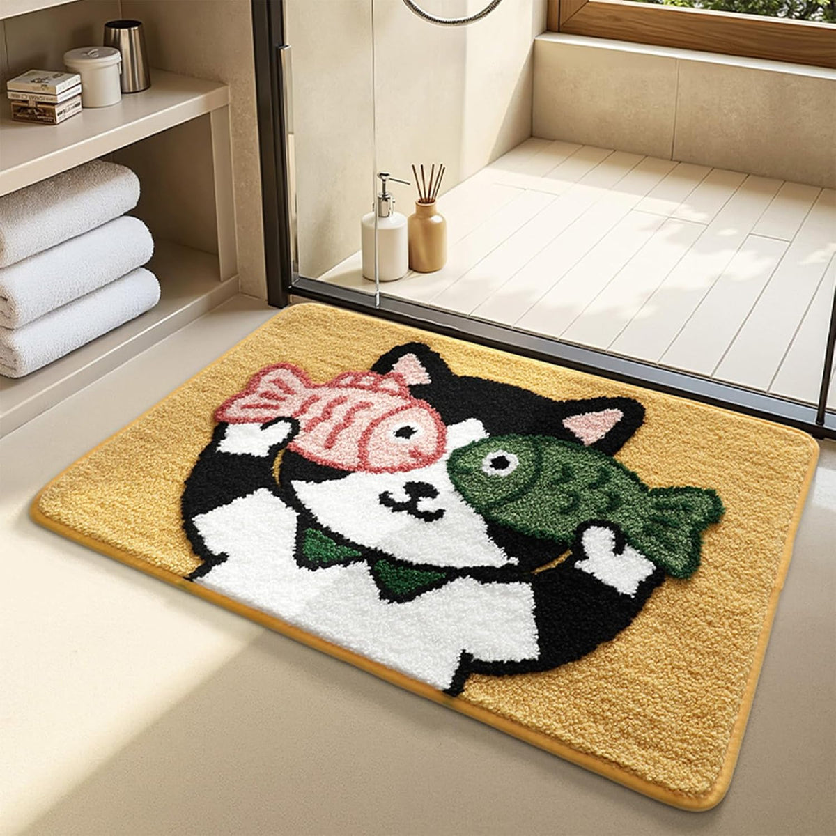Cute Bath Mat, Funny Bathroom Mat, 32" X 20" Cute Cat Bathroom Rug