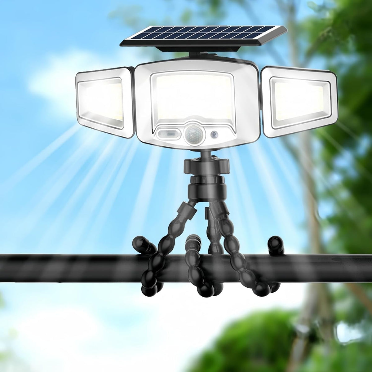 HULPPRE Solar Motion Sensor Light Outdoor,Bright with 231 Leds,Clip On