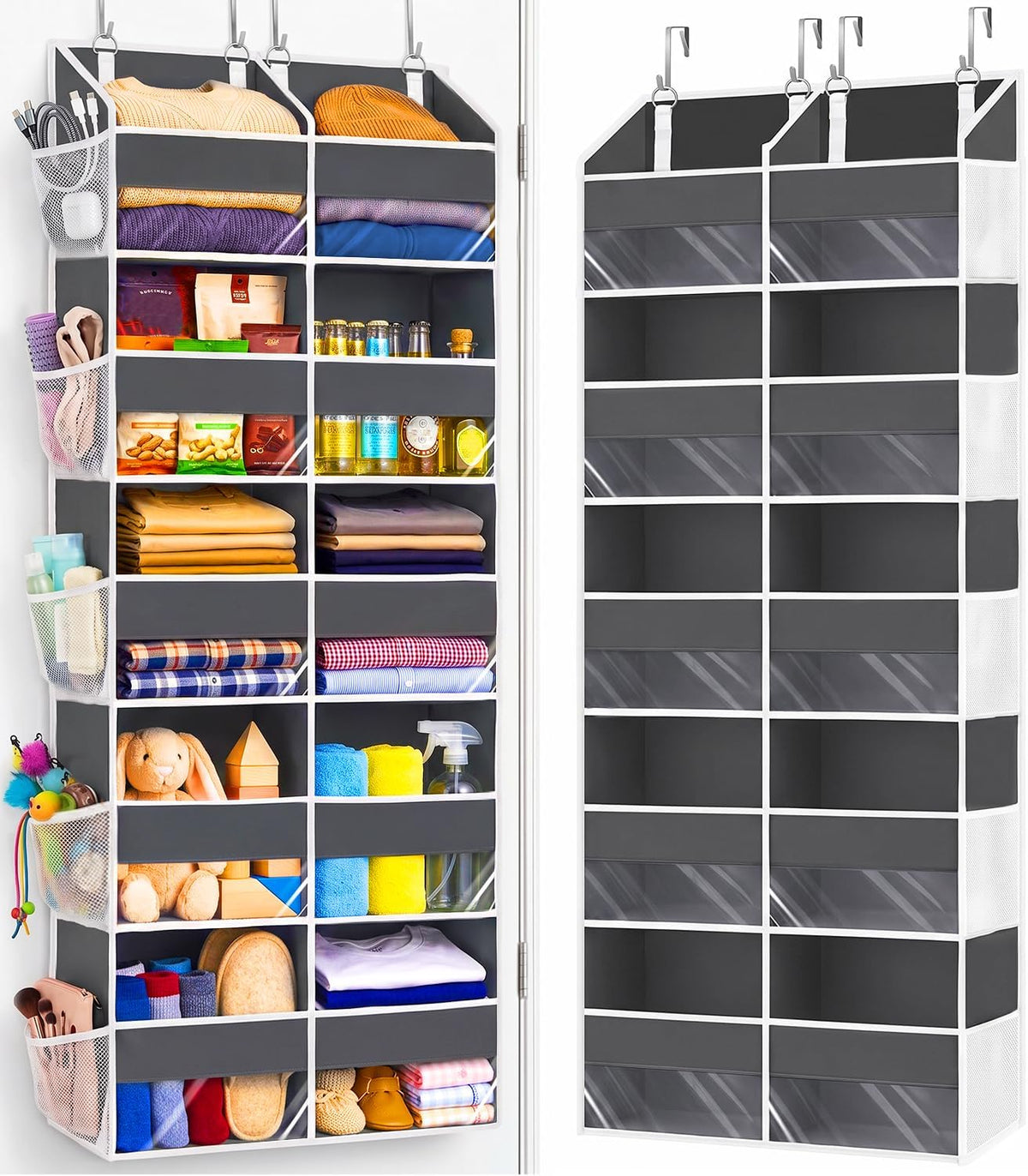 UVIAHOMI Heavy Duty over Door Organizer 5 Tiers, 10 Front & 10 Mesh Pockets
