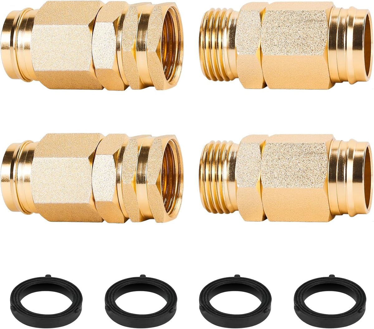 FINEST+ 2 Sets 5/8" Garden Hose Repair Connector Fitting,Aluminum Female and Male Water Hose End Repair Connector Fit 5/8 Inch Garden Hose