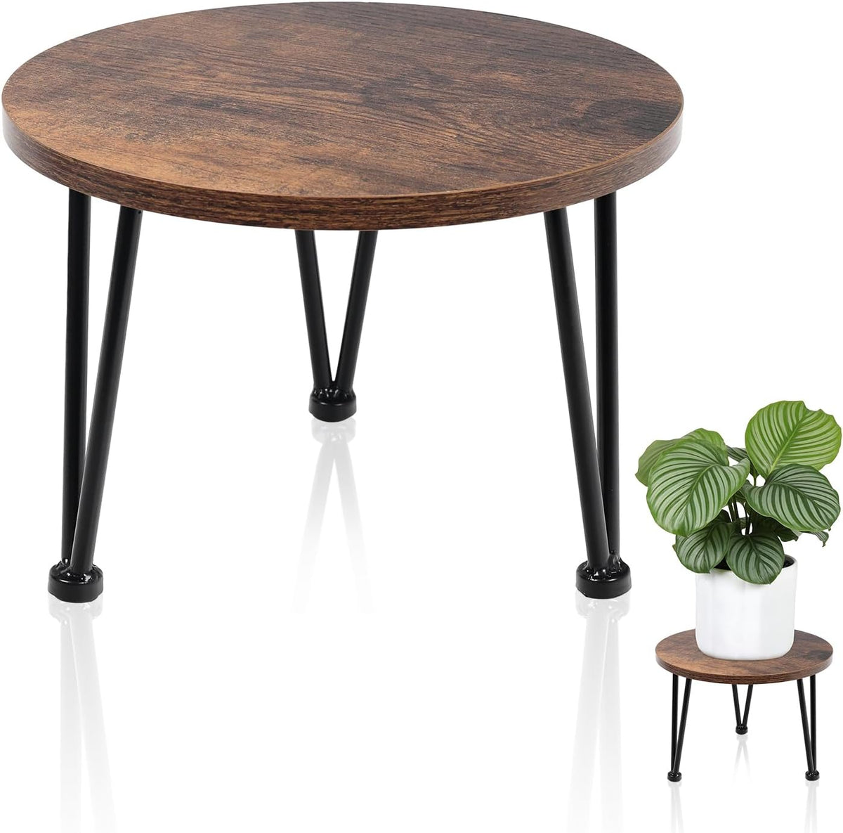 Vigordream Metal Plant Stand Indoor, Heavy Duty Wood Single Planter Holder