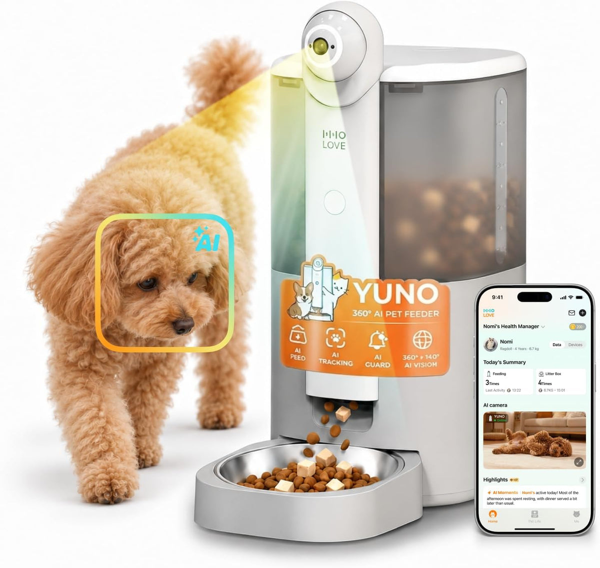 ABRCT 5L Automatic Dog Feeder with Camera, 1080P Night Vision, Smart Pet Feeder for Small Dogs, App Control, 2.4Ghz/5Ghz Wifi, Freshness Seal for Dry Food, up to 30 Days of Food