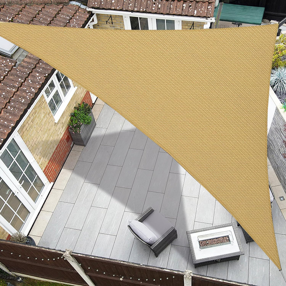 8'X8'X8' Sun Shade Sail Triangle Outdoor UV Block Canopy Sunshade Cover for Backyard Porch Pergola Deck Garden Patio, Sand