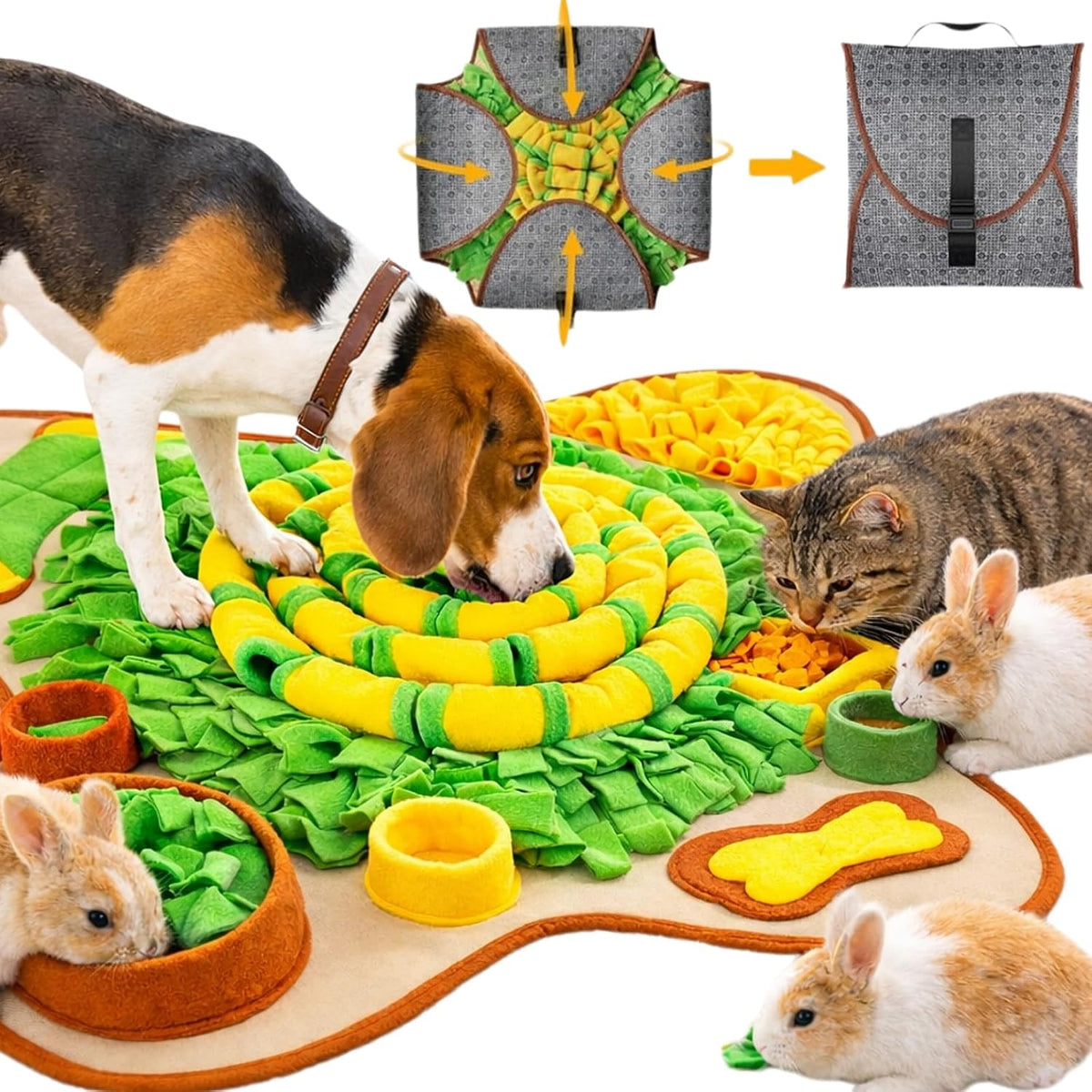 HOPET Snuffle Mat for Dogs Large Breed, 28.3''X28.3'' Interactive Puzzle Dog Food Mat, Easy to Clean, Durable, Mental Stimulation & Slow Feeding Game for All Breeds