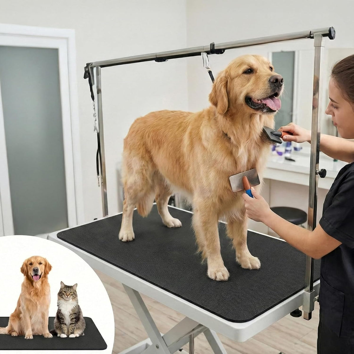Absorbent Dog Grooming Table Mat: 35"Lx24"W Customizable Pet Grooming Pad