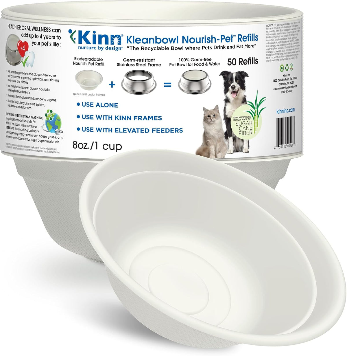 Kinn Kleanbowl Disposable Dog Food Bowls, 8 Oz, Pack of 50
