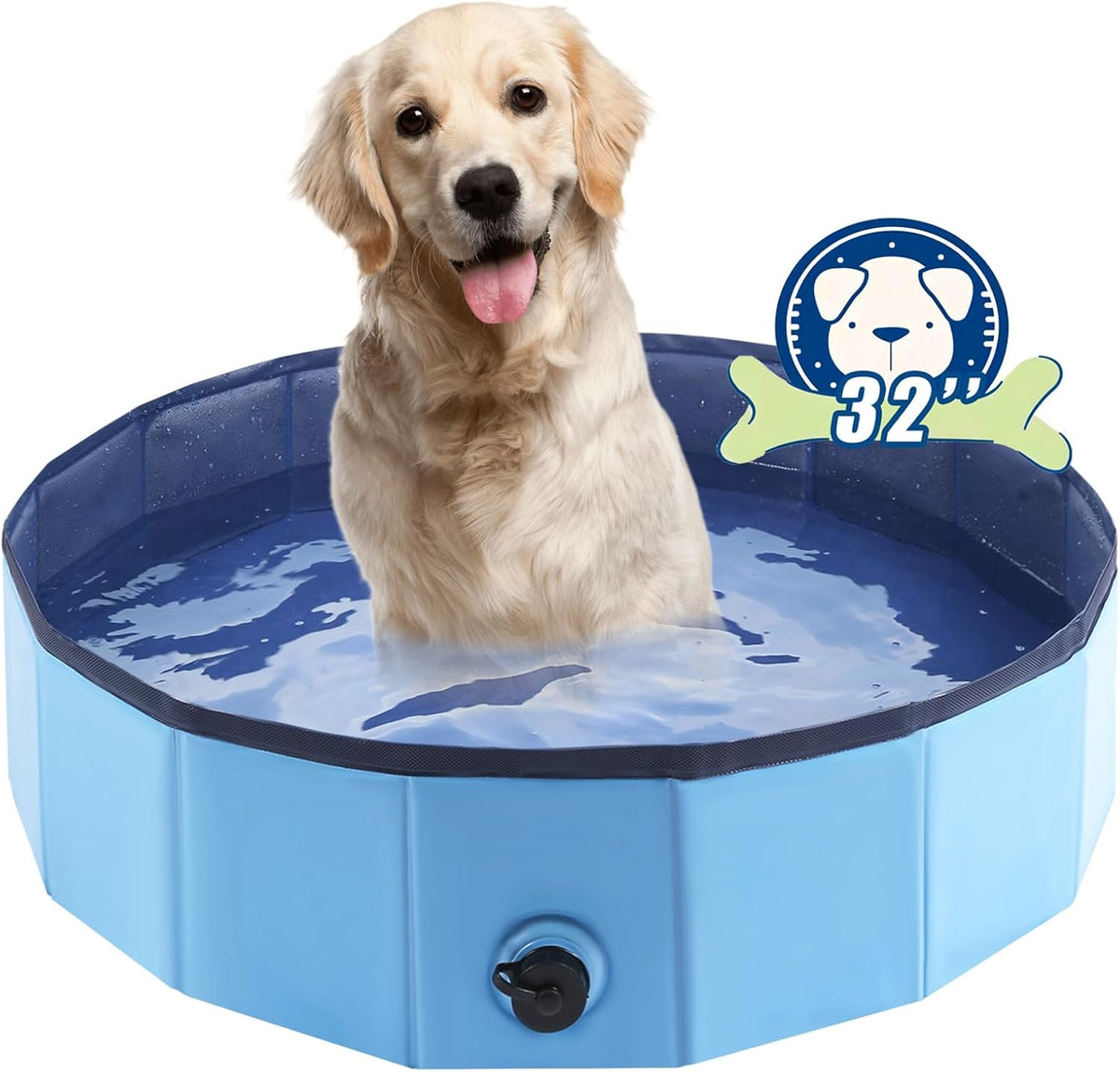 Eooqi Foldable Dog Pool, Portable Pet Bath Tub and Kiddie Swimming Pool