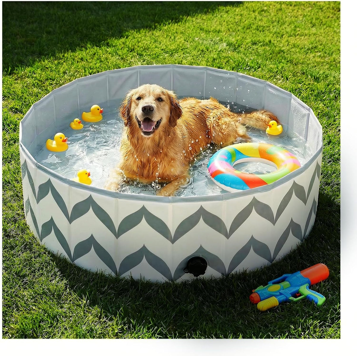 Furrybaby Dog Pool Heavy-Duty Non-Slip Portable Foldable Stylish Patterned