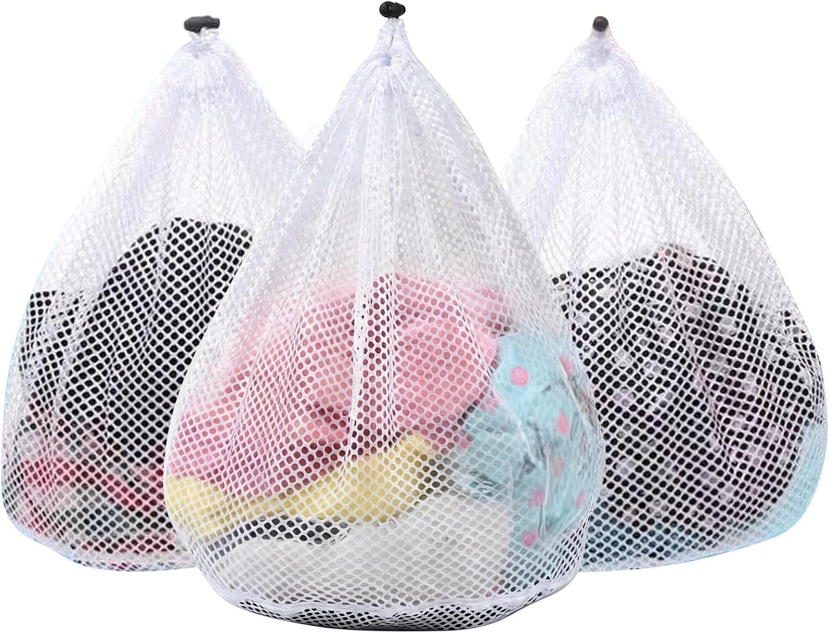 3 Pack XXL Mesh Laundry Bags for Delicates, Extra Large Laundry Wash Bags for Clothes,Bed Linen,Toys with Drawstring Closure Sturdy(3 Xxlarge 28 X 26 Inches)