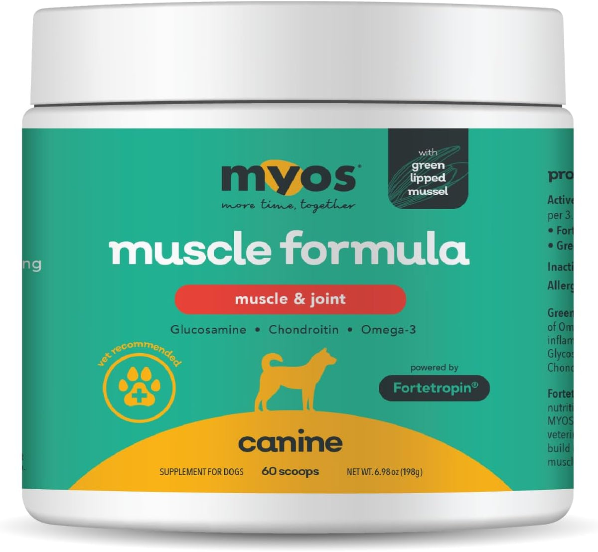 MYOS Muscle & Joint Dog Supplement - Dog Hip and Joint Supplement - 198G