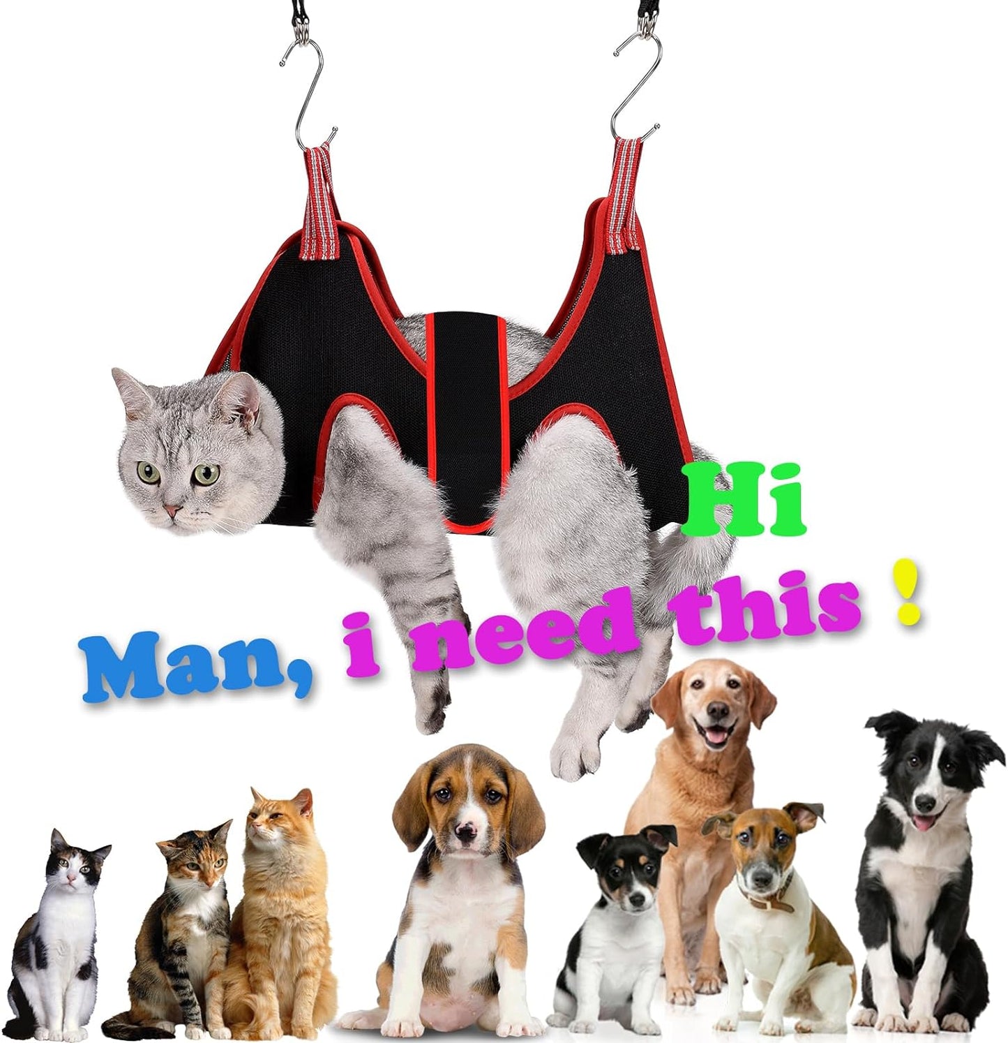 Cat Grooming Hammock Harness for Small Dogs,Pet Hammock Restraint Bag,Dog Grooming Sling for Trimming Nail and Ear/Eye Care(Xs Size,6.5")