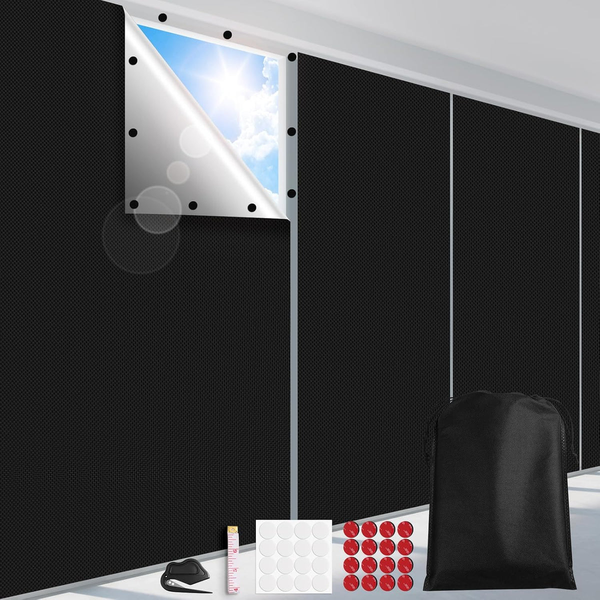 FADOTY 100% Blackout Curtains, 57"X 118" Portable Black Out Window Cover